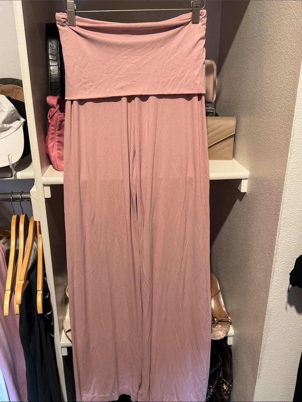 SKIMS Fold-Over Waist pants in Dusty Pink with no tags and pen mark on the butt